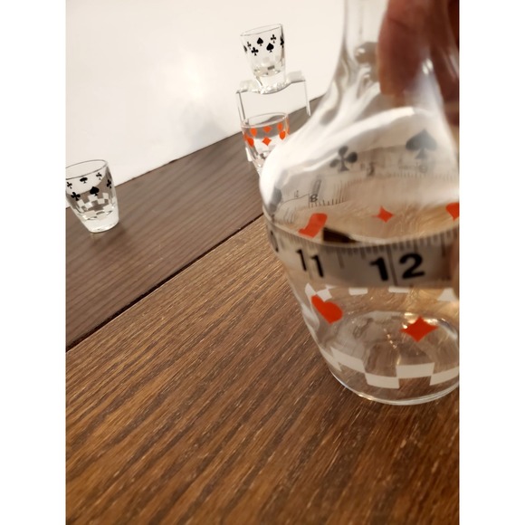 Vintage Verrerie D'Arques France Poker Card Decanter w/3 Shot Glasses - Picture 8 of 16